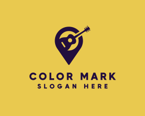 Marker - Location Pin Guitar logo design