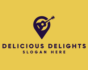 Location Pin Guitar logo design