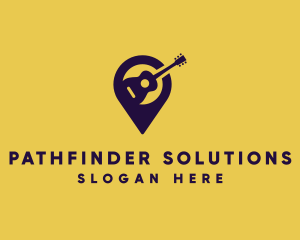 Wayfinding - Location Pin Guitar logo design