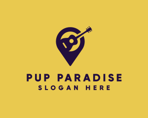 Location Pin Guitar logo design