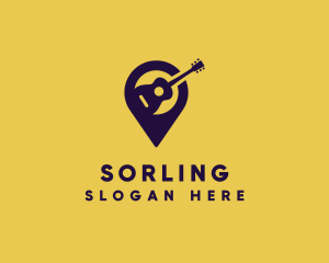 Location Pin Guitar logo design