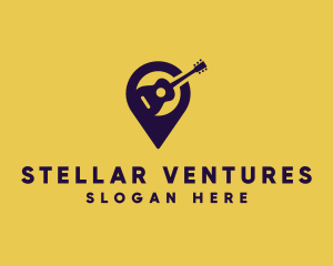 Location Pin Guitar logo design