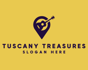 Location Pin Guitar logo design