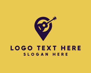 Acoustic - Location Pin Guitar logo design