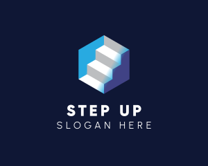 Stair - 3D Stairs Cube logo design