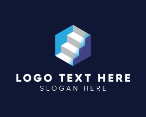 Hexagon - 3D Stairs Cube logo design