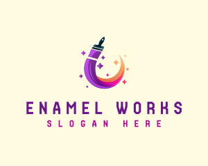 Enamel - Sparkling Paint Brush logo design