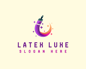 Latex - Sparkling Paint Brush logo design