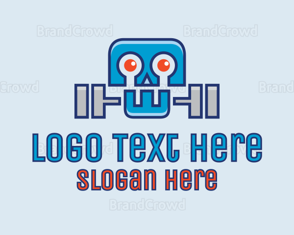 Robot Skull Dumbbell Logo