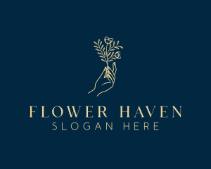 Wellness Flower Hand logo design