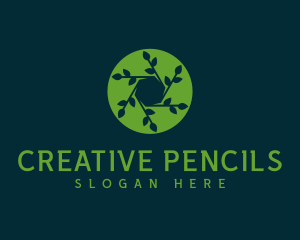 Hexagon Leaf Plant logo design