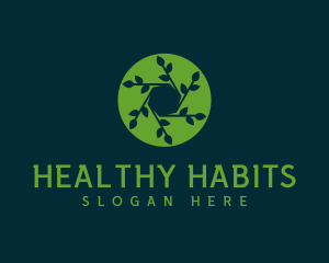 Hexagon Leaf Plant logo design