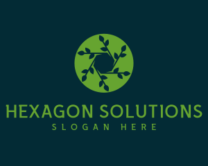 Hexagon Leaf Plant logo design