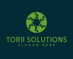 Hexagon Leaf Plant logo design