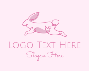 Kindergarten - Pink Minimalist Rabbit logo design