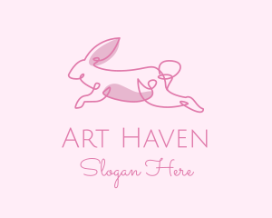 Pink Minimalist Rabbit logo design