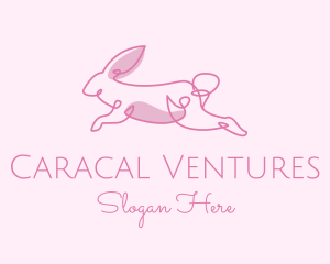 Pink Minimalist Rabbit logo design