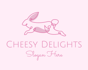 Pink Minimalist Rabbit logo design