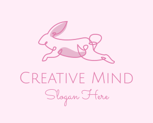 Pink Minimalist Rabbit logo design