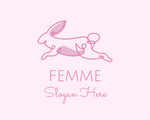 Pink Minimalist Rabbit logo design