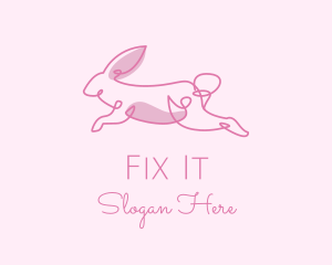 Pink Minimalist Rabbit logo design