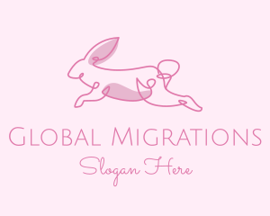 Pink Minimalist Rabbit logo design