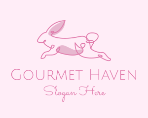 Pink Minimalist Rabbit logo design