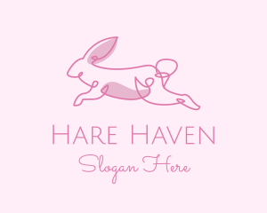 Hare - Pink Minimalist Rabbit logo design