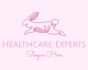 Pink Minimalist Rabbit logo design