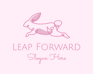 Jump - Pink Minimalist Rabbit logo design