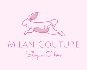 Pink Minimalist Rabbit logo design