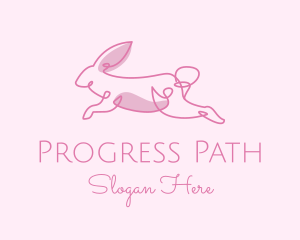 Pink Minimalist Rabbit logo design