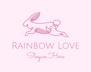 Pink Minimalist Rabbit logo design