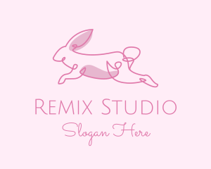 Pink Minimalist Rabbit logo design