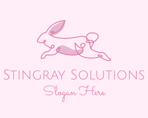 Pink Minimalist Rabbit logo design