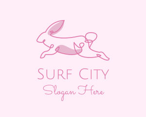 Pink Minimalist Rabbit logo design