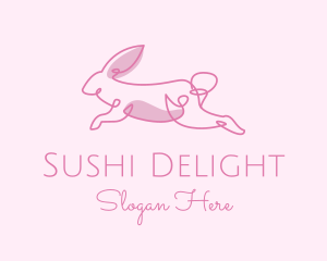 Pink Minimalist Rabbit logo design