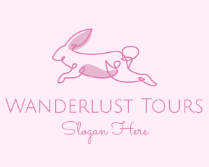 Pink Minimalist Rabbit logo design