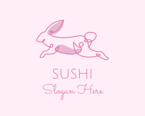 Pink Minimalist Rabbit logo design