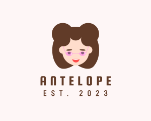 Kid - Glasses Girl Head logo design