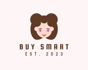 Glasses Girl Head logo design