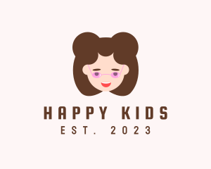 Glasses Girl Head logo design