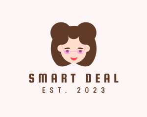 Glasses Girl Head logo design