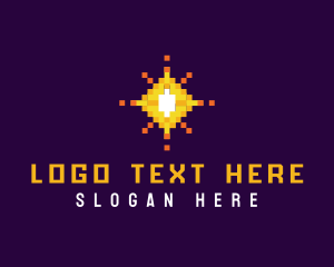 Video Gamer - Pixel Sparkle Star logo design