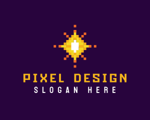 Pixel Sparkle Star logo design