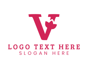 Wine Red - Pink Petal Letter V logo design