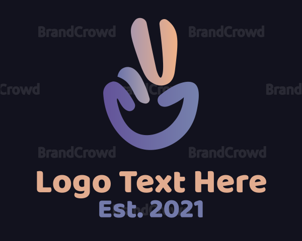 Gradient Hand Peace Sign Logo