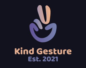 Gesture - Gradient Hand Peace Sign logo design