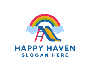 Rainbow Slide Playground logo design