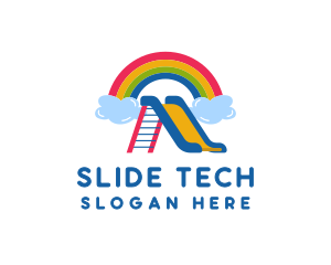 Slide - Rainbow Slide Playground logo design